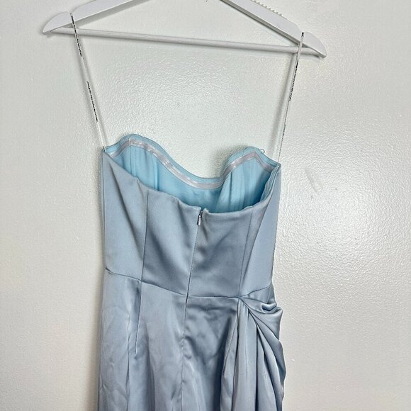 KATIE MAY Bita Strapless Satin Gown in Celestial Blue Size XX-Small - Picture 6 of 9